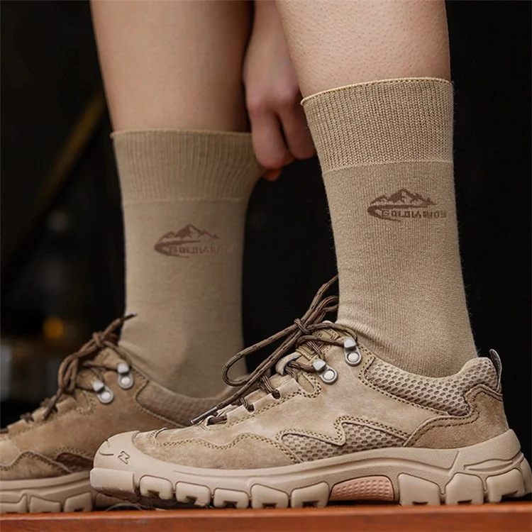 GOLOVEJOY XWZ12 Una Coppia di Calze Crew Traspiranti Contro l'Umidità in Cotone + Spandex per l'Autunno e l'Inverno - Cammello