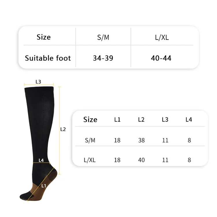 1 Pair Nylon Compression Socks Sports Blood Circulation Elastic Stockings - Skin Color / 34-39