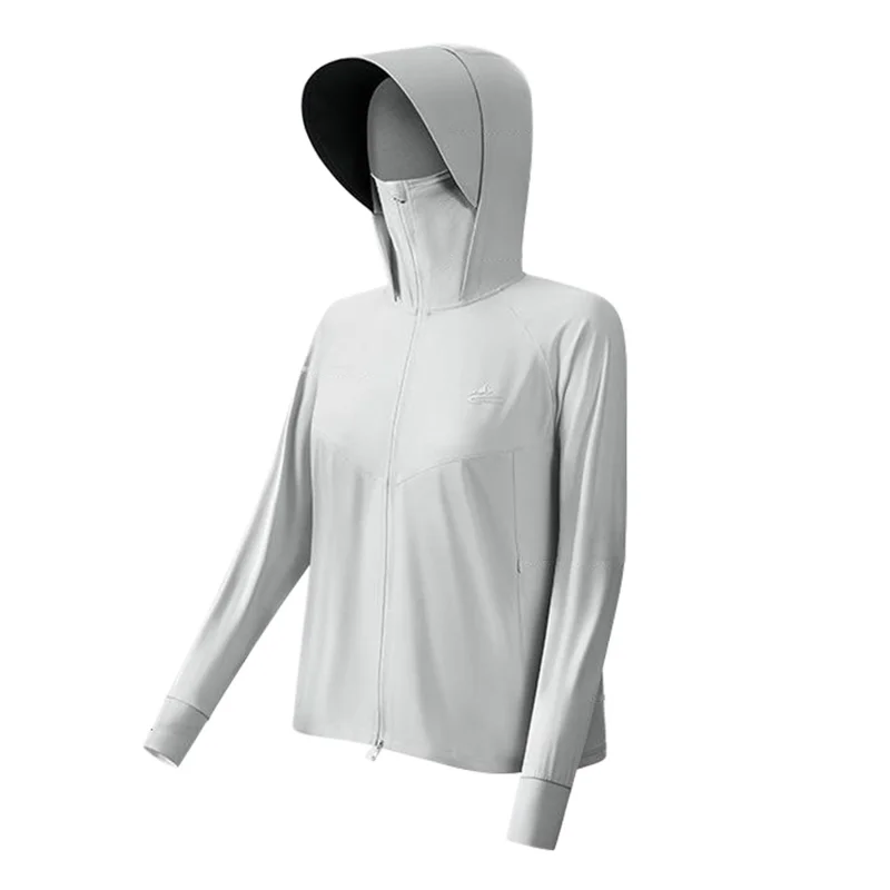 GOLOVEJOY FSY11 Veste Légère de Protection Solaire Rafraîchissante et Respirante avec Bord de Capuche Amovible - Gris Clair