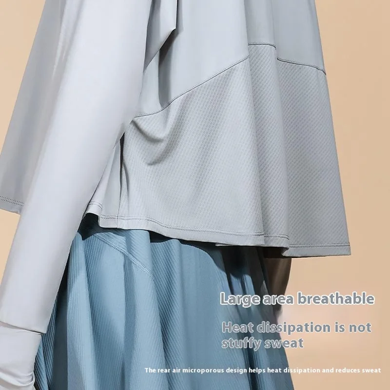 GOLOVEJOY FSY11 Veste Légère de Protection Solaire Rafraîchissante et Respirante avec Bord de Capuche Amovible - Gris Clair