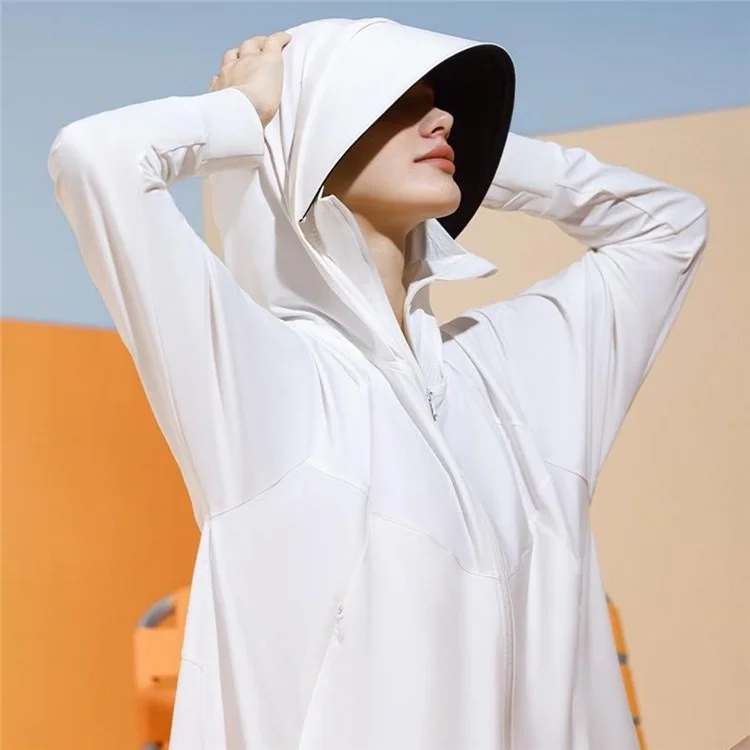 GOLOVEJOY FSY11 Veste Légère de Protection Solaire Rafraîchissante et Respirante avec Bord de Capuche Amovible - Blanc