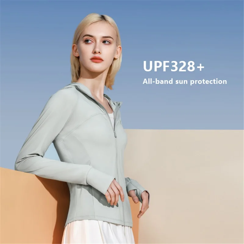 GOLOVEJOY FSY12 Ultra-Light Long Sleeve Active Shirts UV Protection Nylon Hoodie Jacket - Grey / L