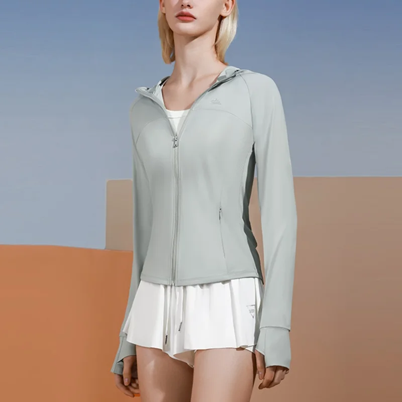 GOLOVEJOY FSY12 Ultra-Light Long Sleeve Active Shirts UV Protection Nylon Hoodie Jacket - Grey / L