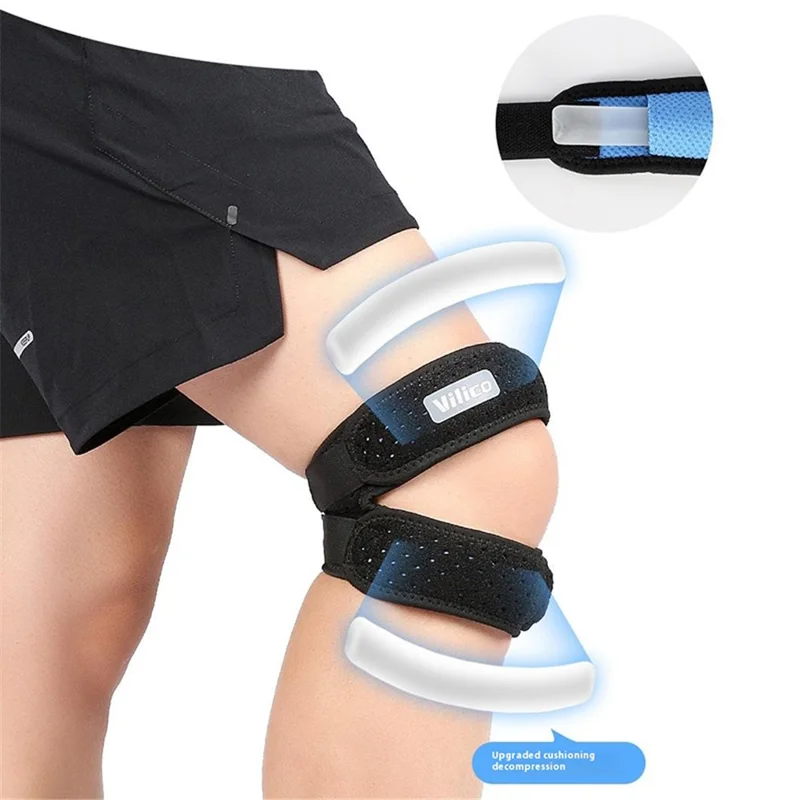 VILICO AB081 Adjustable Patella Stabilizer Knee Strap Brace Knee Support Sports Protective Gear - Black  /  Blue