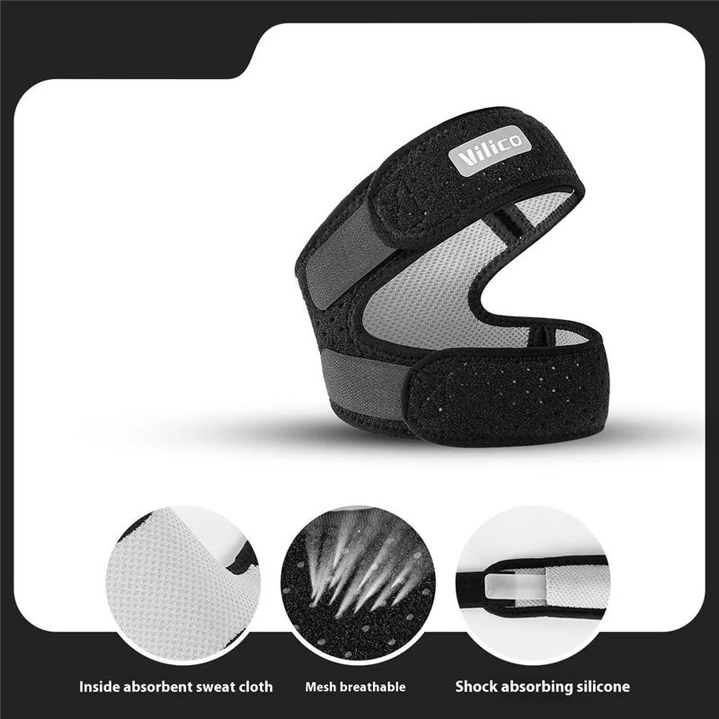 VILICO AB081 Adjustable Patella Stabilizer Knee Strap Brace Knee Support Sports Protective Gear - Black  /  Grey