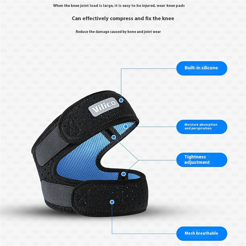 VILICO AB081 Adjustable Patella Stabilizer Knee Strap Brace Knee Support Sports Protective Gear - Black  /  Grey
