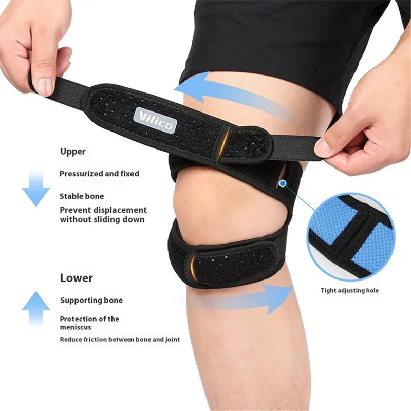 VILICO AB081 Adjustable Patella Stabilizer Knee Strap Brace Knee Support Sports Protective Gear - Black  /  Grey