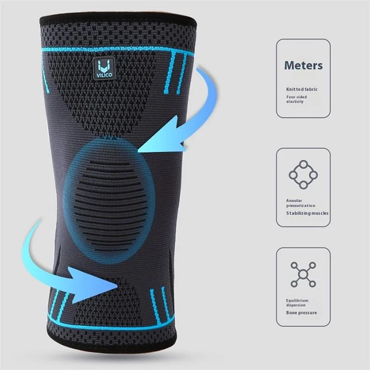 VILICO AB080 1 Pair Knee Braces Cycling Summer Shock-Absorbed Knee Compression Sleeves Wraps - Blue / L