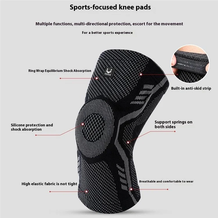 VILICO Anti-Slip Knee Brace Support Breathable Knee Compression Sleeve Wrap - Black / M