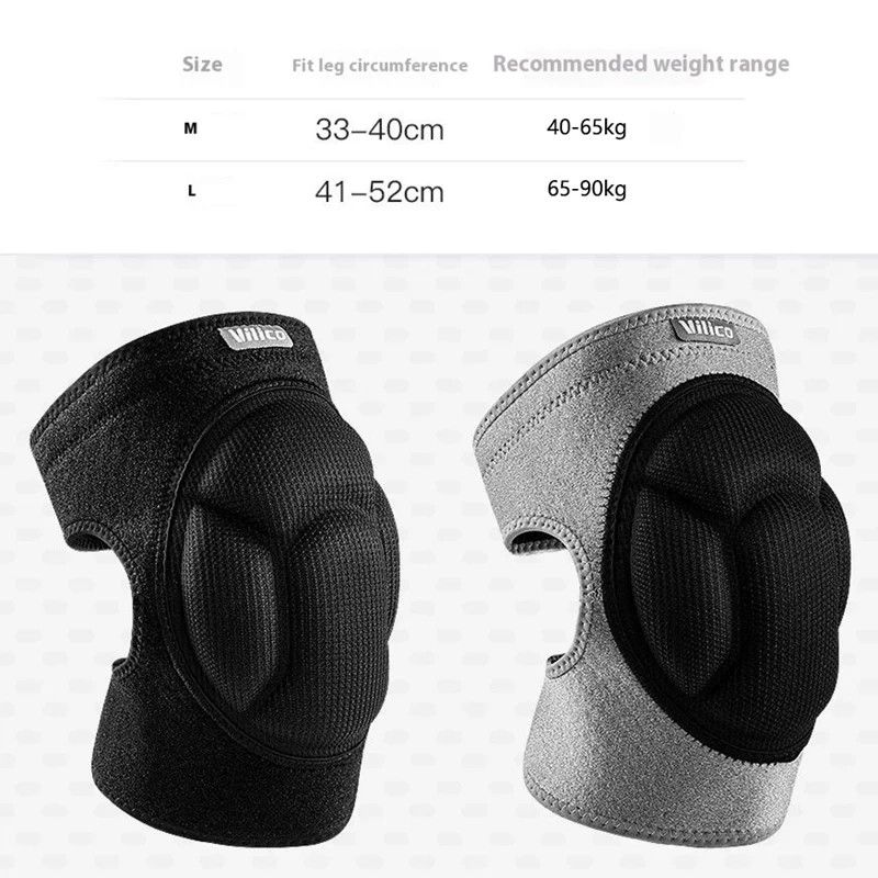 VILICO AB084 Shock-Absorbed Knee Brace Support Sports Knee Compression Wrap - Black / L