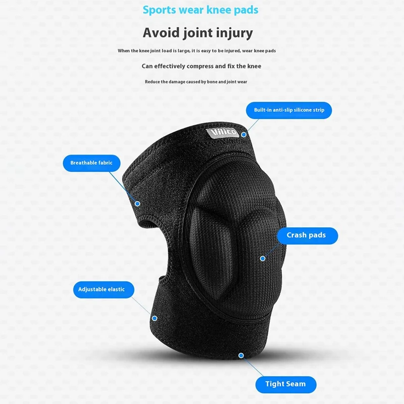 VILICO AB084 Shock-Absorbed Knee Brace Support Sports Knee Compression Wrap - Black / L