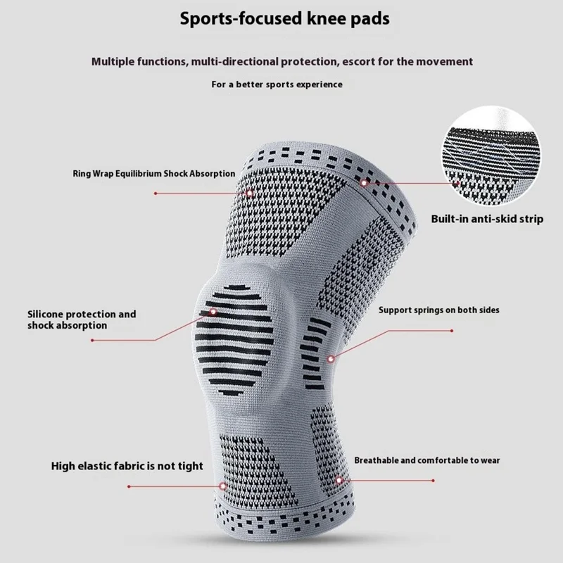 VILICO AB113 Breathable Knee Brace Support Summer Anti-Slip Knee Compression Sleeve Wrap - Black / XL