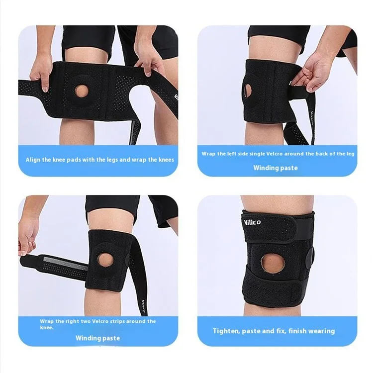 VILICO AB079 Genouillère d'été de soutien Absorption des chocs Enveloppement de compression du genou - Noir