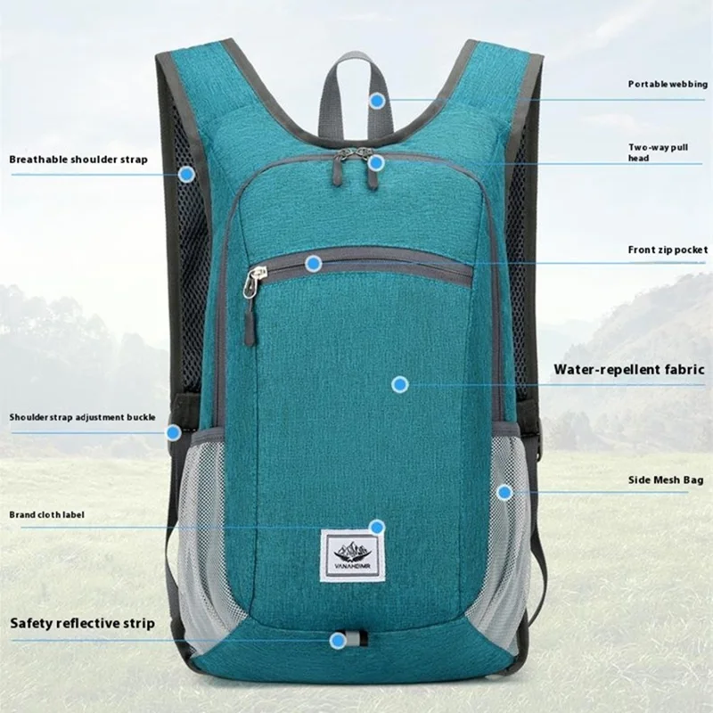 VANAHEIMR 628 Foldable Outdoor Travel Backpack Oxford Cloth Climbing Hiking Daypack - Light Grey