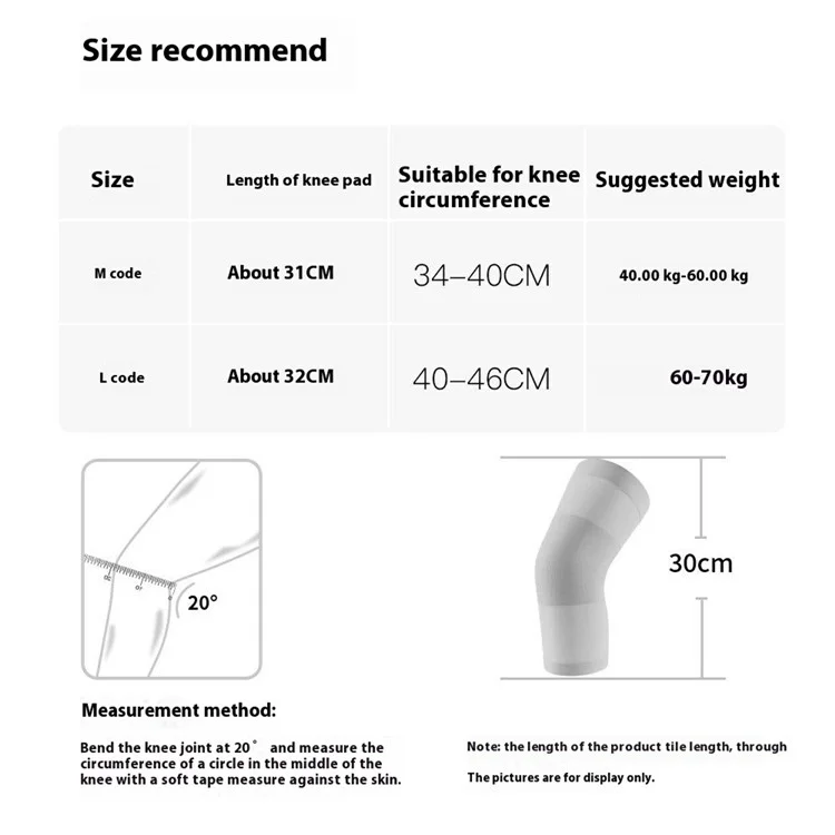 AB146 1 Coppia Summer Ultra Sottile Maniche al Ginocchio Invisibile Braccia di Supporto al Ginocchio Anti-slip - Grigio / M