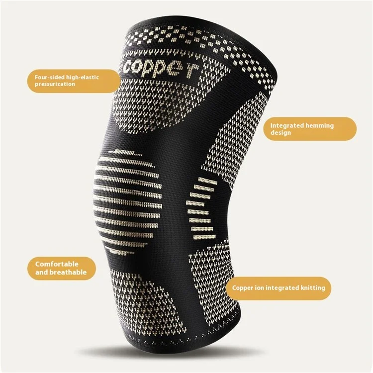 AB120 1PCS Protetive Knee Pad Copper Ion Fabric Sleeve Respirável Para a Perna Para Badminton Basketball Running Fitness Lesion Care - S