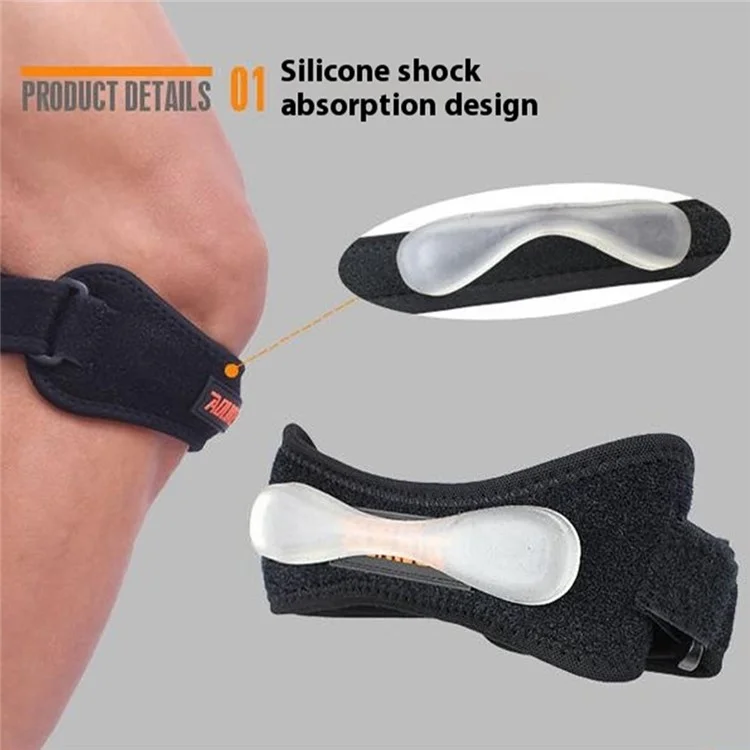 AOLIKES A-7918 1 pièce Sangle de compression bidirectionnelle pour le genou avec coussin en silicone intégré