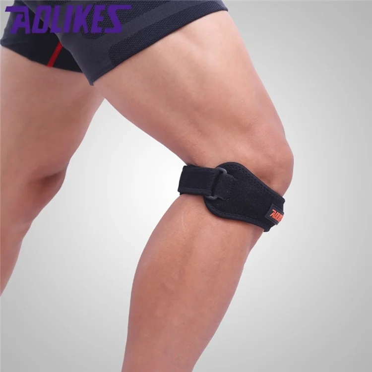 AOLIKES A-7918 1 pièce Sangle de compression bidirectionnelle pour le genou avec coussin en silicone intégré