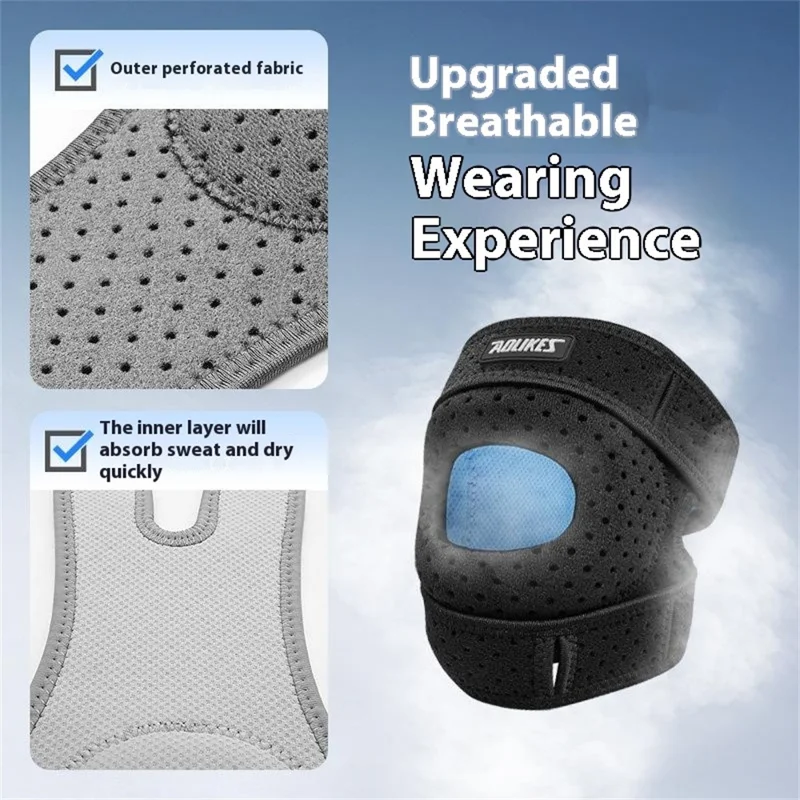 AOLIKES 7927 1Pc Sports Compression Patella Strap Running Cycling Shock Absorption Knee Patella Brace - Black