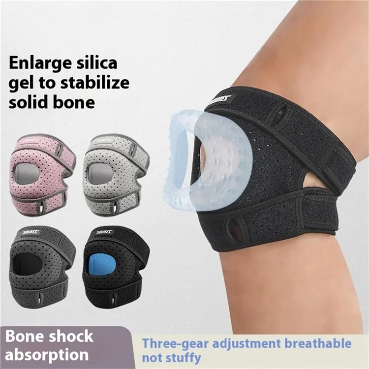 AOLIKES 7927 1Pc Sports Compression Patella Strap Running Cycling Shock Absorption Knee Patella Brace - Dark Grey