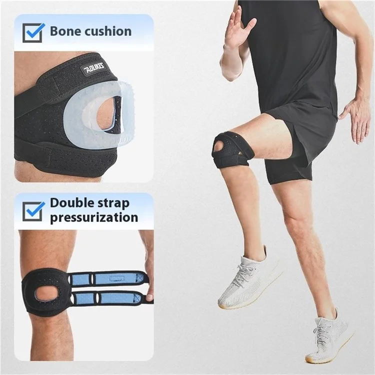 AOLIKES 7927 1Pc Sports Compression Patella Strap Running Cycling Shock Absorption Knee Patella Brace - Dark Grey