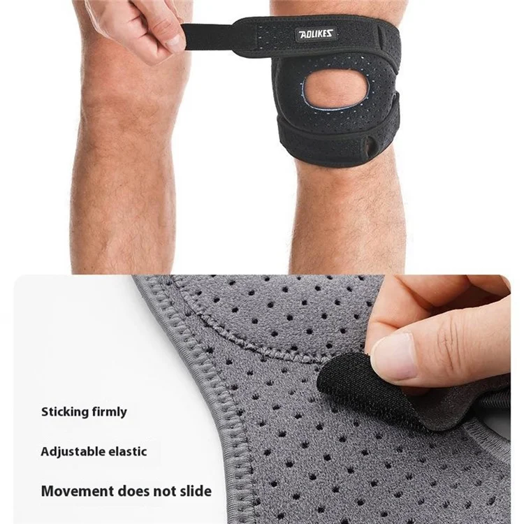 AOLIKES 7927 1Pc Sports Compression Patella Strap Running Cycling Shock Absorption Knee Patella Brace - Dark Grey