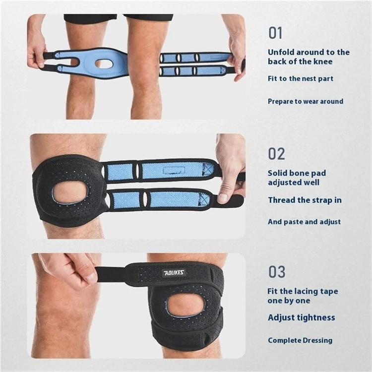 AOLIKES 7927 1Pc Sports Compression Patella Strap Running Cycling Shock Absorption Knee Patella Brace - Dark Grey