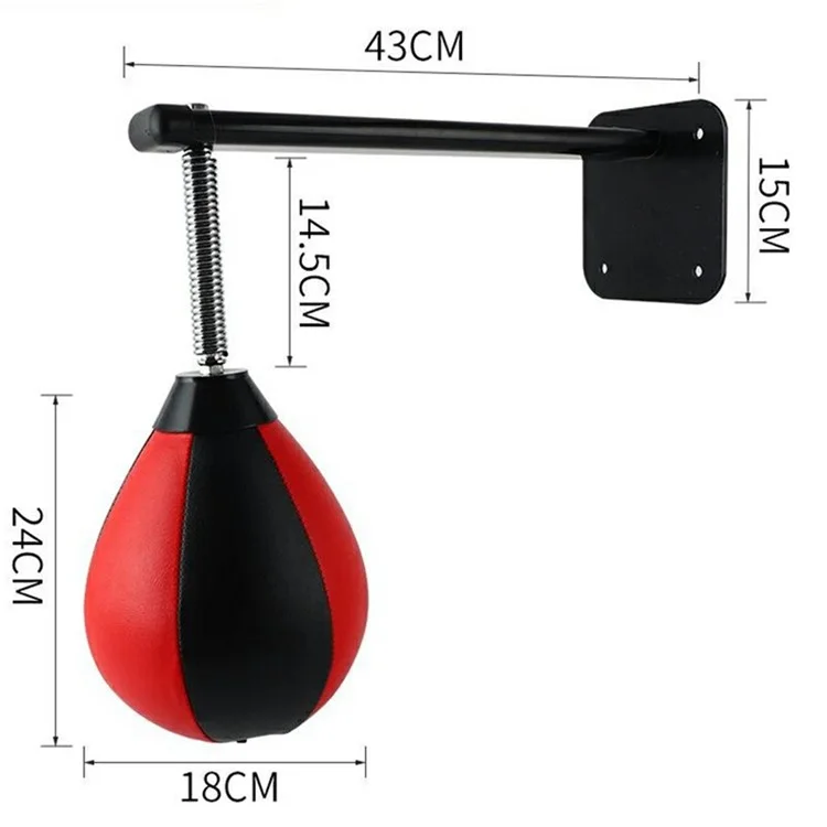 Bola de Boxe JX-158 Montada na Parede, Bola de Velocidade Inflável em Forma de Pera para Artes Marciais Sanda