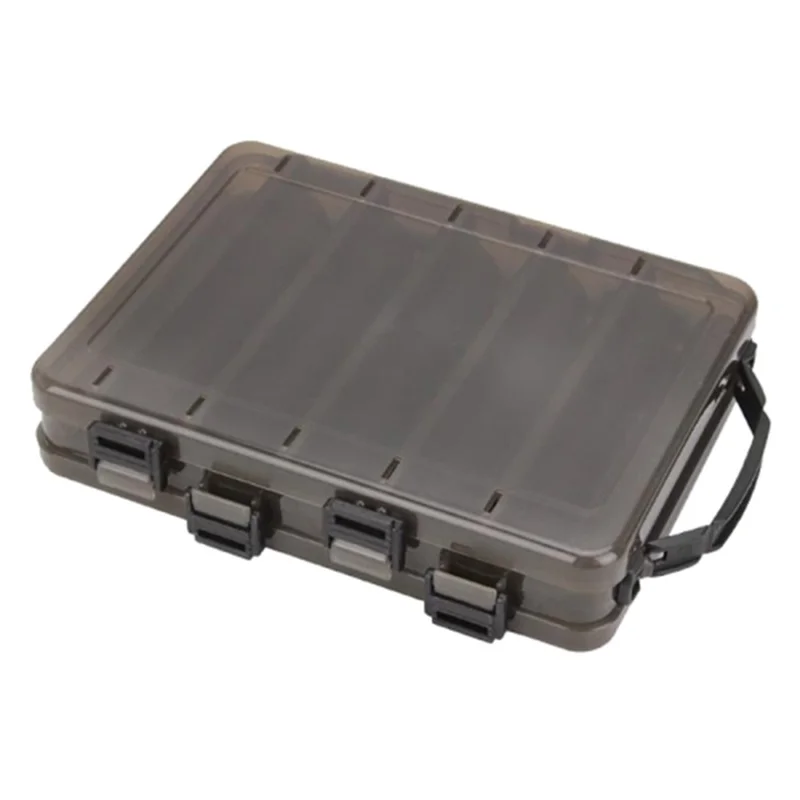 HB327 14 Grids Double Side Fishing Lure Storage Box Portable Translucent Bait Organizer Case - Black