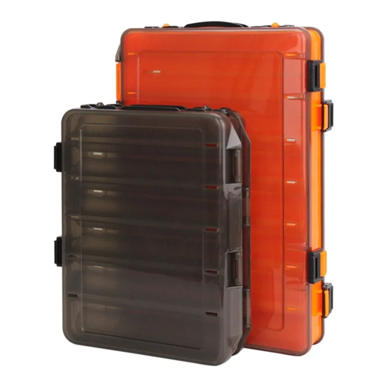 HB327 14 Grids Double Side Fishing Lure Storage Box Portable Translucent Bait Organizer Case - Black