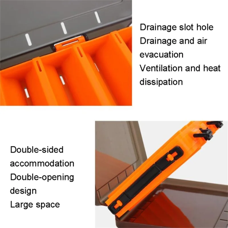 HB327 14 Grids Double Side Fishing Lure Storage Box Portable Translucent Bait Organizer Case - Black