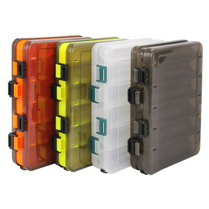 HB327 14 Grids Double Side Fishing Lure Storage Box Portable Translucent Bait Organizer Case - Black