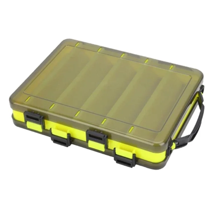 HB327 14 Grids Double Side Fishing Lure Storage Box Portable Translucent Bait Organizer Case - Yellow