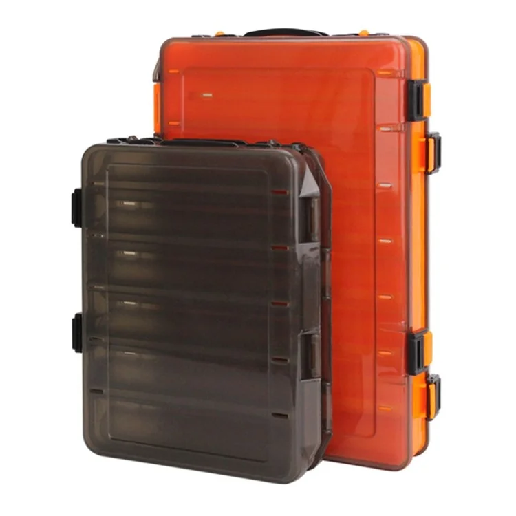 HB327 14 Grids Double Side Fishing Lure Storage Box Portable Translucent Bait Organizer Case - Yellow