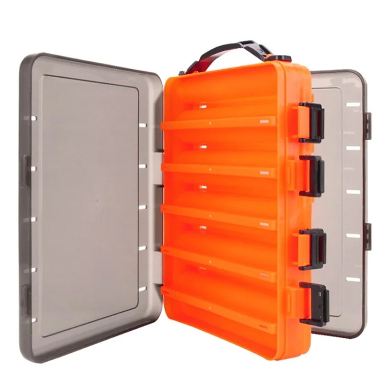 HB327 14 Grids Double Side Fishing Lure Storage Box Portable Translucent Bait Organizer Case - Yellow