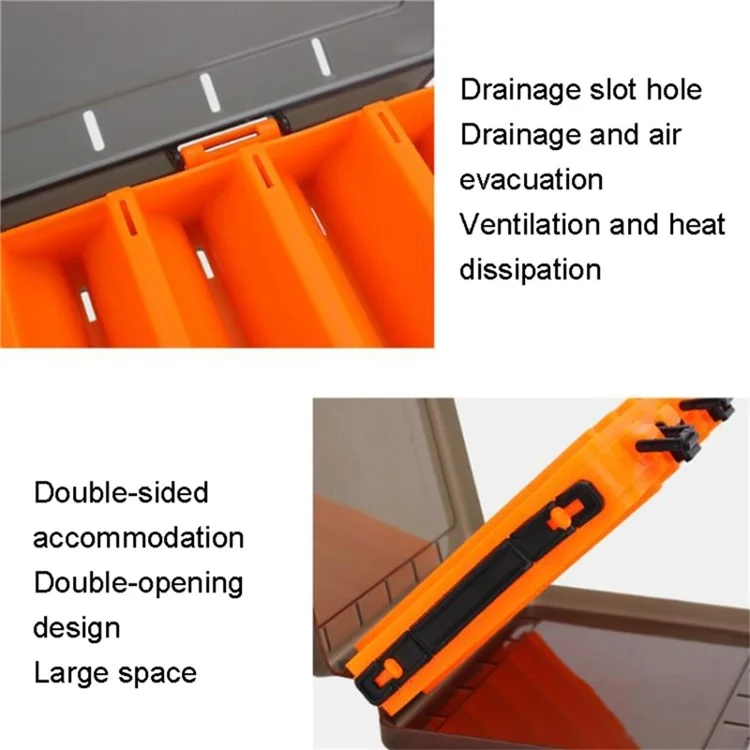 HB327 14 Grids Double Side Fishing Lure Storage Box Portable Translucent Bait Organizer Case - Yellow
