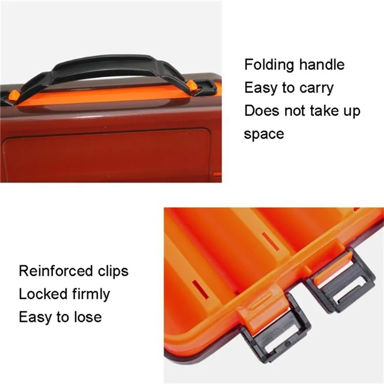 HB327 14 Grids Double Side Fishing Lure Storage Box Portable Translucent Bait Organizer Case - Yellow
