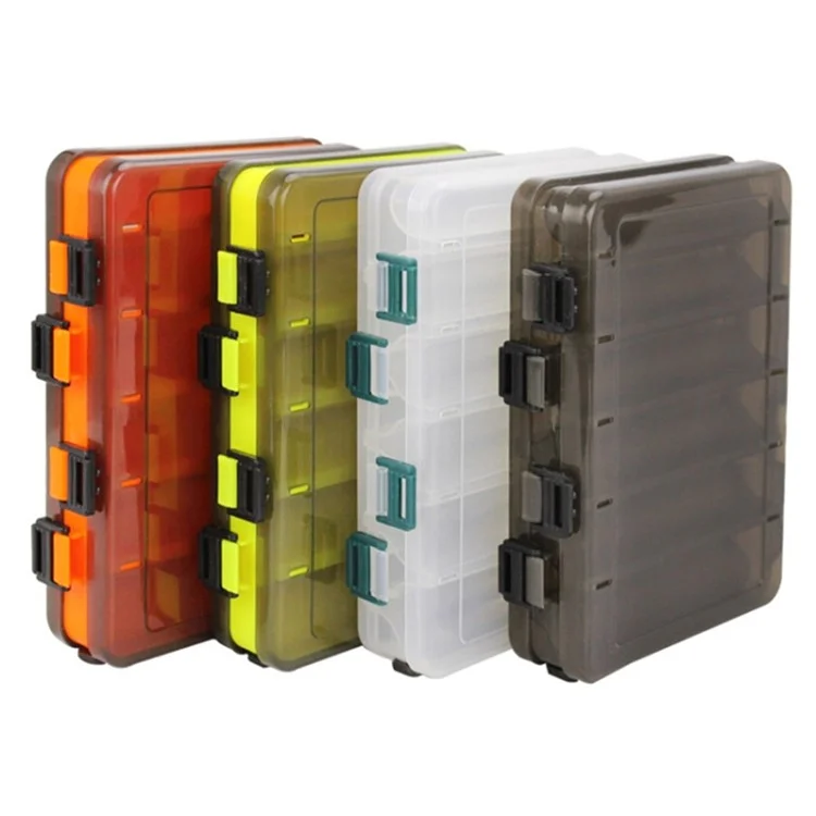 HB327 14 Grids Double Side Fishing Lure Storage Box Portable Translucent Bait Organizer Case - Yellow
