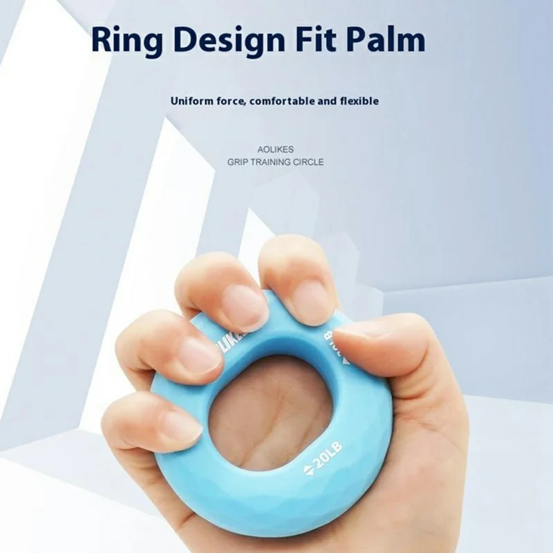 AOLIKES 3502 Hand Strengthener Grip Ring Strength Trainer Ring Silicone Squeezer Gripper - Blue