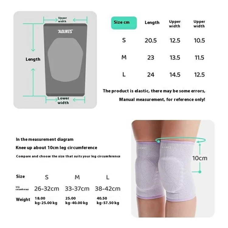 AOLIKES 0200 1 Par de Joelheiras de Proteção para Ciclismo, Futebol, Dança, Yoga - Antichoque, Proteção de Joelho - Roxo Tamanho P