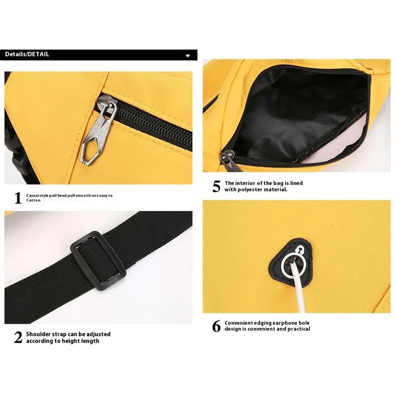 Bolsa Transversal Unissex de Ombro Único, Casual, Impermeável em Tecido Oxford, para Ciclismo / Rua / Viagem - Preto