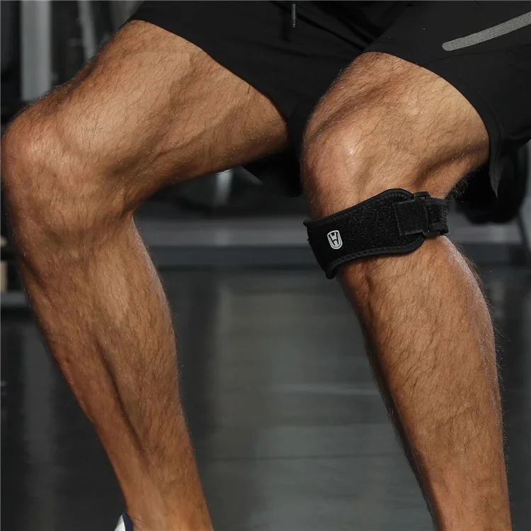 WOSWEIR KN0163 1 Genouillère Ajustable avec Sangle de Support Rotulien pour Hommes et Femmes - Prévention des Blessures Sportives - Noir