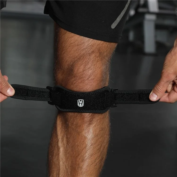 WOSWEIR KN0163 1 Genouillère Ajustable avec Sangle de Support Rotulien pour Hommes et Femmes - Prévention des Blessures Sportives - Noir