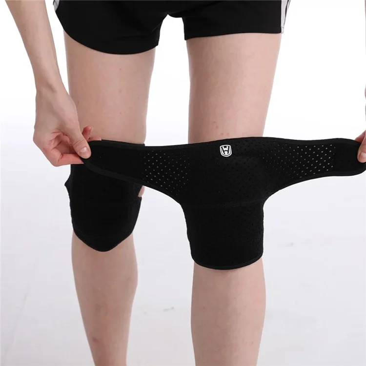 WOSWEIR KN0182 1 Pc Genouillère Ajustable Épaissie en Éponge pour Fitness, Basketball, Cyclisme et Course - Taille L - Noir