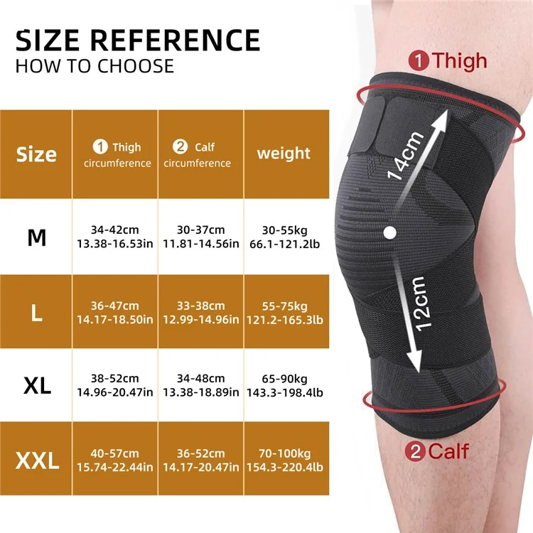 GOUNOD HJ0113 Genouillère de Sport avec Support de Compression - Protège-Genou pour Course, Randonnée et Cyclisme - Noir / M