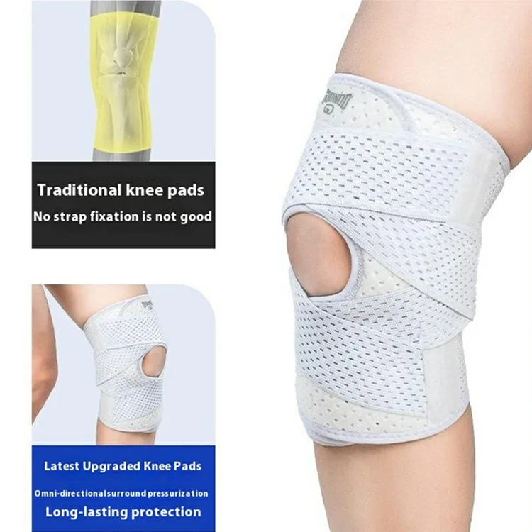 GOUNOD HJ061 1 Pièce Genouillère Respirante Protection du Ménisque Support de Rotule Compression Sport Course à Pied - Gris S