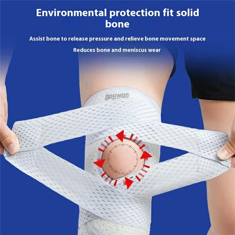 GOUNOD HJ061 1 Pièce Genouillère Respirante Protection du Ménisque Support de Rotule Compression Sport Course à Pied - Gris S