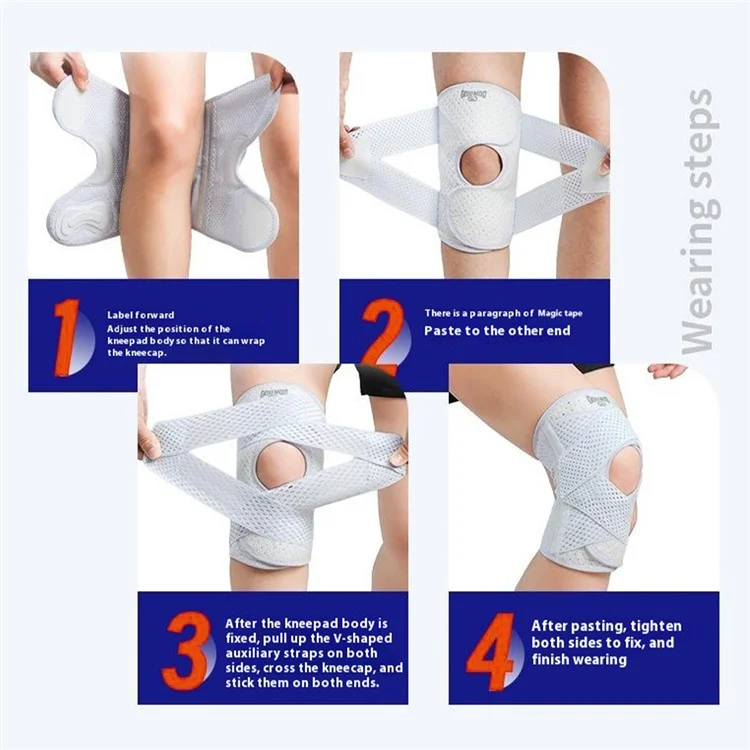 GOUNOD HJ061 1 Pièce Genouillère Respirante Protection du Ménisque Support de Rotule Compression Sport Course à Pied - Gris S