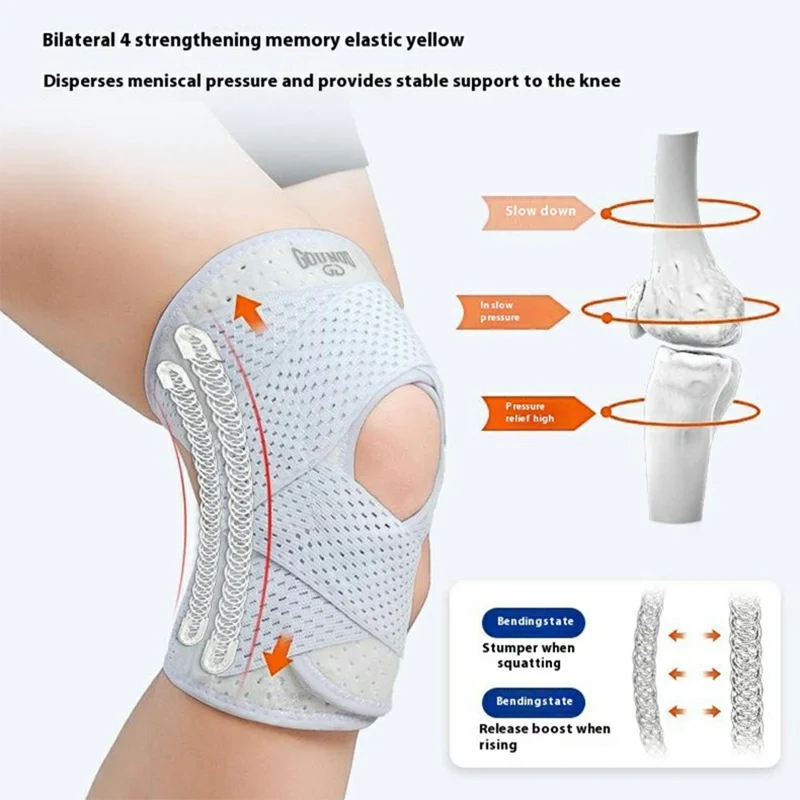 GOUNOD HJ061 1Pc Breathable Knee Brace Meniscus Protection Patella Support Compression Sport Running Knee Guard - Black S