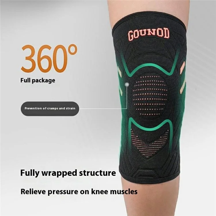 GOUNOD HJ078 Manchon de Compression pour Genou Tricoté Antidérapant pour Sports et Course - Noir S